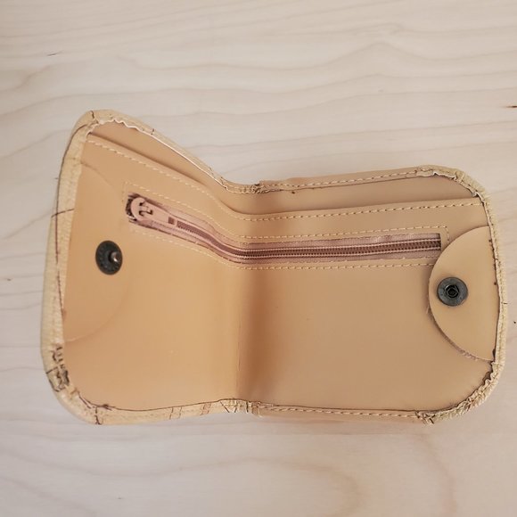 Allen Edward AE Leather Wallet Tan with Map Print small size Pre-Owned - Picture 5 of 10